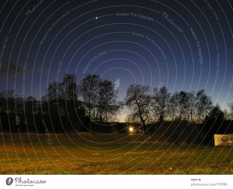 nachtlandschaft Stern Wald Nacht dunkel Wiese Beleuchtung Horizont Sternenhimmel