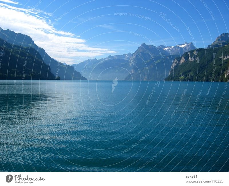 see_blau See Sommer Schweiz Wasserfahrzeug Horizont Berge u. Gebirge