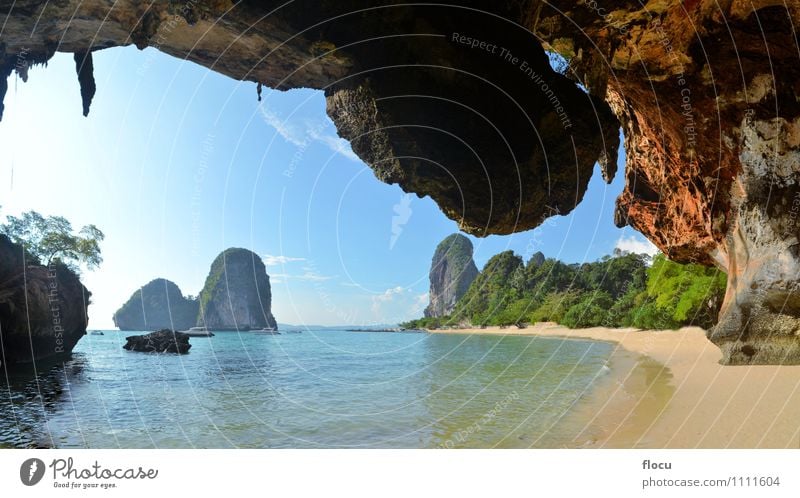 Klares Wasser, blauer Himmel am Höhlenstrand Phra Nang schön Erholung Ferien & Urlaub & Reisen Tourismus Ausflug Sommer Strand Meer Insel Natur Landschaft Sand