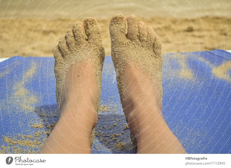 Spuren im Sand Schwimmen & Baden Freizeit & Hobby Sommer Sommerurlaub Sonne Sonnenbad Strand Meer Insel Beine Fuß liegen Ferien & Urlaub & Reisen träumen