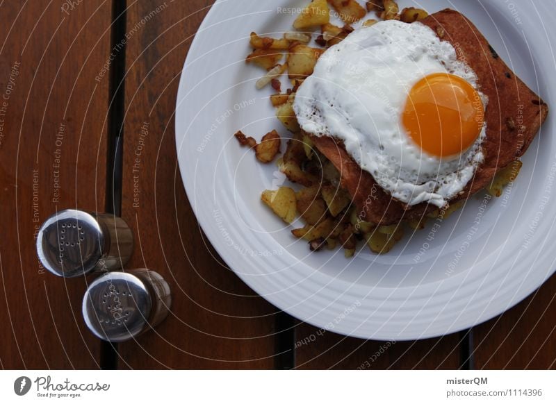 PS... Kunst ästhetisch Foodfotografie Ei Wurstwaren Käse Kartoffeln Bratkartoffeln Teller Gesunde Ernährung Mittagessen Salzstreuer Pfefferstreuer lecker Bayern