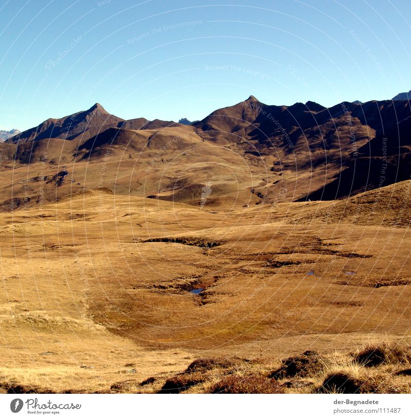 Mattis IV Herbst Oktober Kanton Graubünden Schweiz Hügel Bergkuppe Bergkamm Horizont Berghang Freizeit & Hobby Ferien & Urlaub & Reisen wandern braun