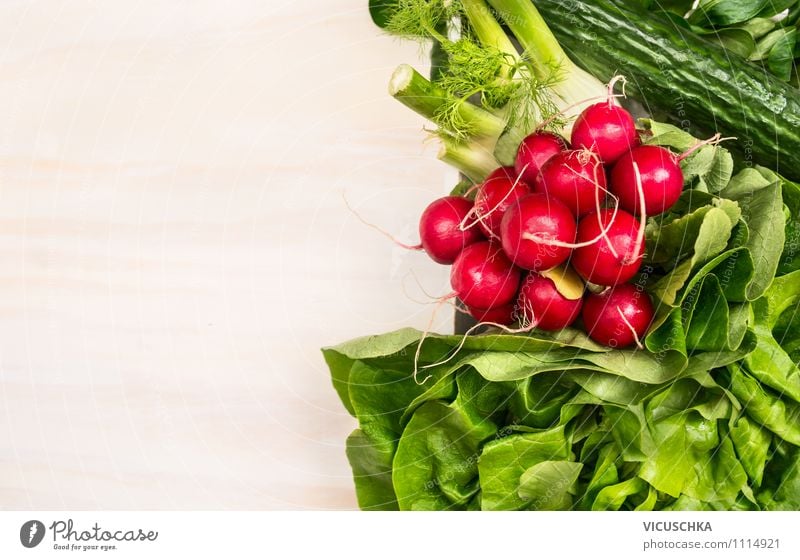 Frische Bio Gemüse Lebensmittel Salat Salatbeilage Ernährung Mittagessen Abendessen Bioprodukte Vegetarische Ernährung Diät Stil Design Gesunde Ernährung Natur