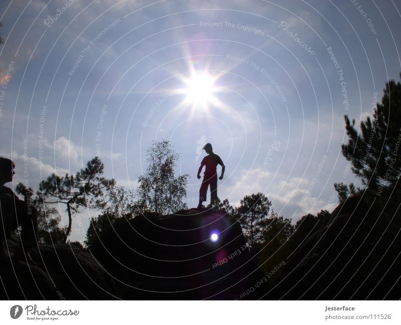 Geistesblitz Frankreich Außenaufnahme Spielen Fontainbleau Sonne Himmel Shiluette Mensch Idee