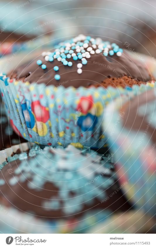 Schokomuffins II Lebensmittel Teigwaren Backwaren Kuchen Dessert Süßwaren Schokolade Ernährung Essen Kaffeetrinken Muffinsbackformen Stil Design