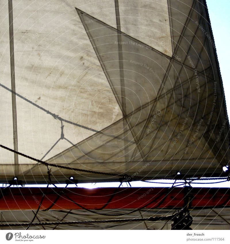 segeltuch Segeln Wasserfahrzeug Gegenlicht weiß Fernweh Schifffahrt Ahoi Wassersport Sport Spielen Strommast bootsbaum Schatten unterliek großsegel schothorn