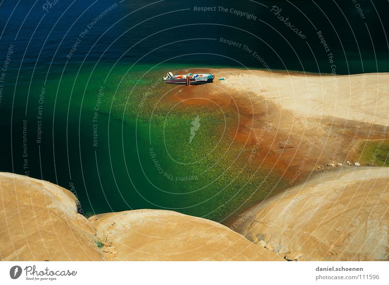 am Ziel See abstrakt Hintergrundbild Sauberkeit Ferien & Urlaub & Reisen Lake Powell Utah grün rot Wasserfahrzeug ruhig Einsamkeit Sommer Abenteuer kommen USA