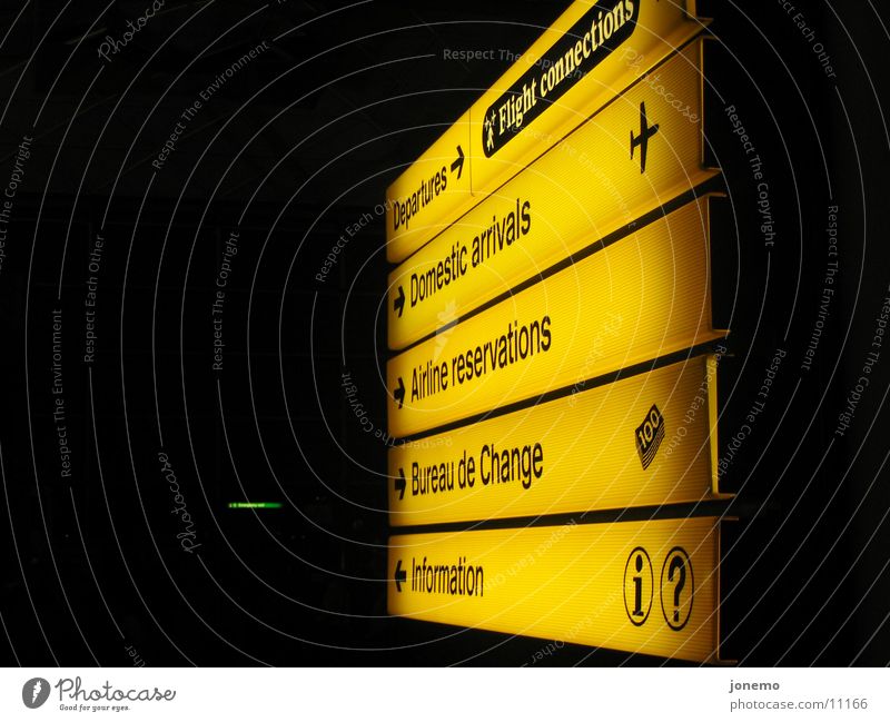 Am Flughafen Information Orientierung Luftverkehr Wegweiser Departures Wechselstube Wechselbüro