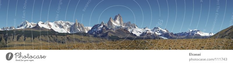 Patagonia - Fitz Roy Ferien & Urlaub & Reisen Freiheit Expedition Schnee Berge u. Gebirge wandern Natur Landschaft Luft Himmel Gipfel Gletscher blau weiß Steppe