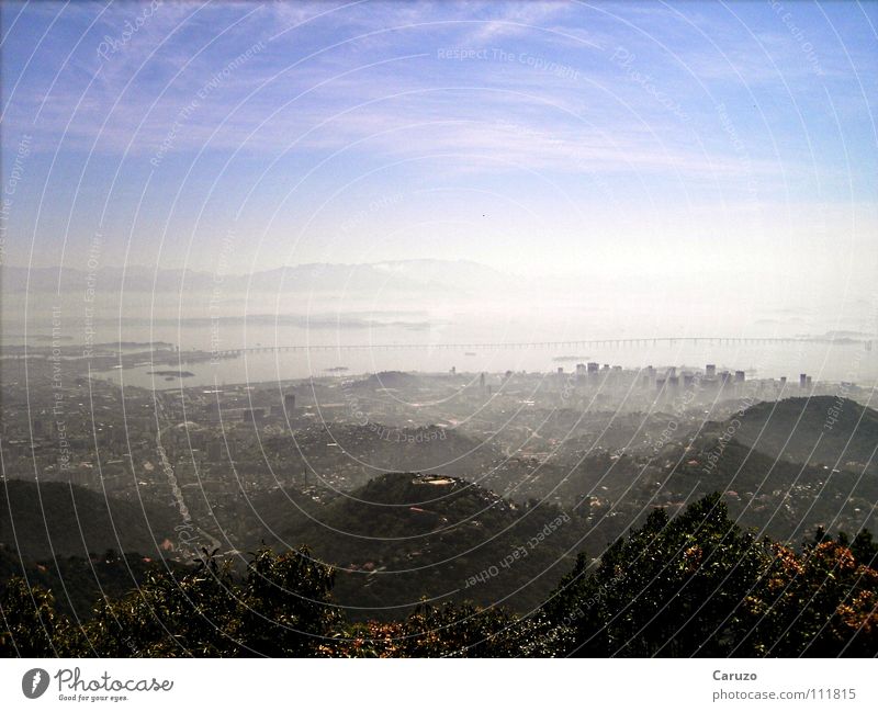 Weitblick Ferne Nebel Wasserdampf Rio de Janeiro Brasilien Physik Sommer grün Strand heiß Schwüle Horizont Stadt Ferien & Urlaub & Reisen Tourismus Hügel Küste