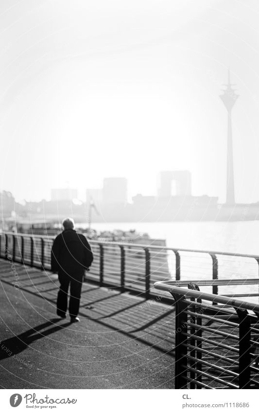 heute ist es schön Ferien & Urlaub & Reisen Tourismus Städtereise Mensch maskulin Mann Erwachsene Leben 1 Wolkenloser Himmel Schönes Wetter Fluss Rhein