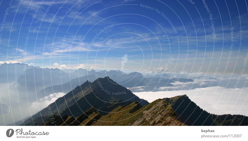 once upon a time in the alps Wolken Nebel Schweiz Aussicht Sehnsucht wandern Gipfel Fernweh Ewigkeit Berge u. Gebirge Wurfspieß Alpen Himmel Ferne Innerschweiz