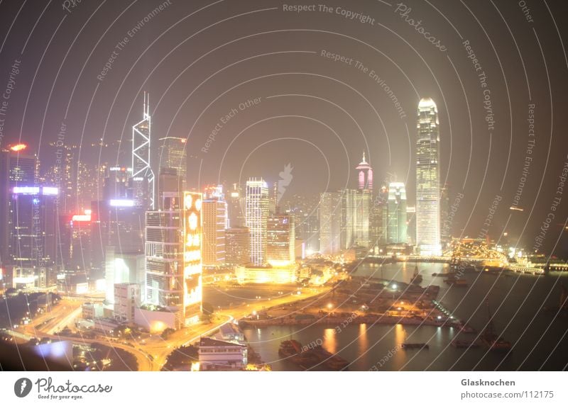 Hong Kong Nacht Hochhaus Hongkong Asien Verkehrswege Licht ifc Tower Hong Kong Island