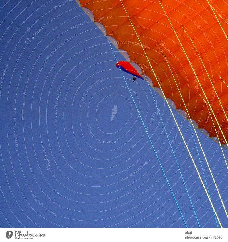 Paraglider Formation betriebsbereit Gleitschirm Gleitschirmfliegen Farbenspiel himmelblau Starterlaubnis orange Kontrast Kontrollblick Schauinsland Freude