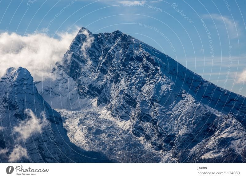 Wind, Schatten Landschaft Himmel Wolken Schönes Wetter Berge u. Gebirge Gipfel gigantisch groß hoch blau grau schwarz weiß Farbfoto Außenaufnahme Menschenleer