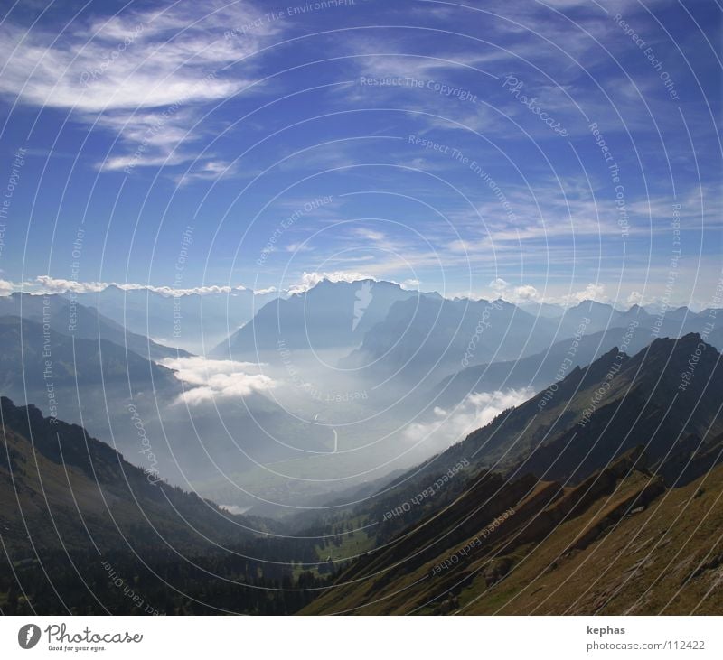 Once upon a time in the alps II Wolken Nebel Schweiz Aussicht Sehnsucht Gipfel Fernweh Ewigkeit Kanton Glarus Berge u. Gebirge Wurfspieß Alpen Himmel Ferne