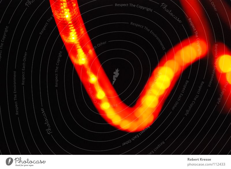 Lichterschlange schwarz rot dunkel Lichterkette Elektrizität Nacht erleuchten Physik gemütlich angenehm Farbe Detailaufnahme Makroaufnahme Nahaufnahme orange