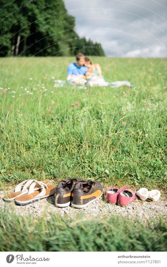 Picknick in der Sonne Glück Freizeit & Hobby Ausflug Freiheit Mensch maskulin feminin Kind Mädchen Junge Frau Jugendliche Junger Mann Eltern Erwachsene Mutter