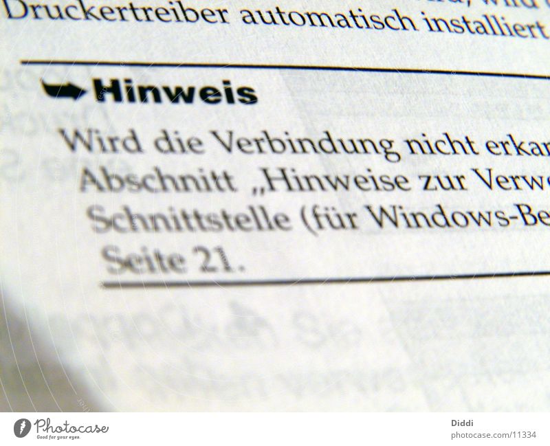 Hinweis Drucker Papier Elektrisches Gerät Technik & Technologie Schriftzeichen