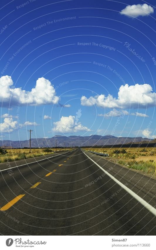 Route 66 Asphalt Unendlichkeit Verkehrswege Richtung Straße Landschaft Ferne Schönes Wetter USA Amerika