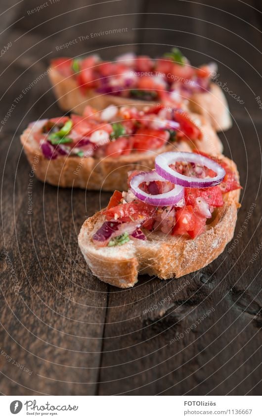 Bruschetta Lebensmittel Gemüse Teigwaren Backwaren Brot Kräuter & Gewürze Öl bruschetta Zwiebel Tomate Knoblauch Basilikum Ernährung Mittagessen Abendessen