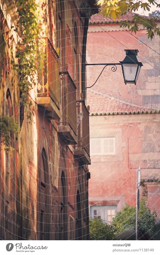 rose-coloured. Kunst ästhetisch Straßenbeleuchtung rosa verträumt Idylle Romantik Gasse mediterran Fassade Farbfoto Gedeckte Farben Außenaufnahme Detailaufnahme