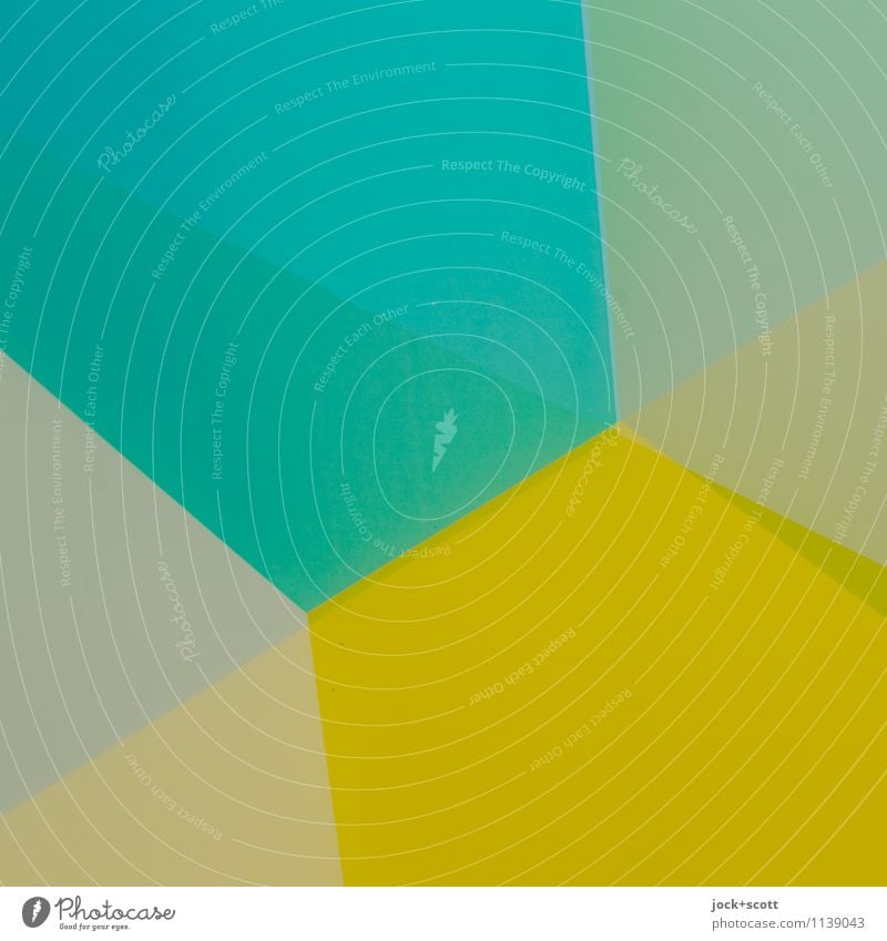 Farbfilm Grafik u. Illustration Strukturen & Formen eckig einfach gelb türkis Doppelbelichtung Reaktionen u. Effekte Farbenspiel minimalistisch Geometrie