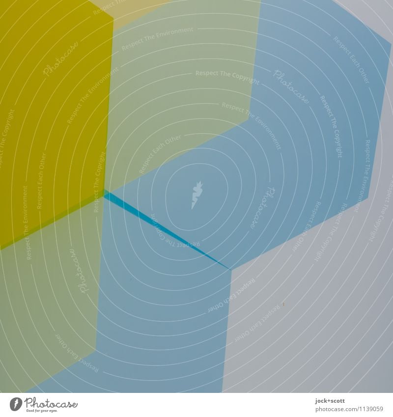 Wellenfarbe Grafik u. Illustration Strukturen & Formen eckig einfach blau gelb Wandel & Veränderung Doppelbelichtung Farbenspiel Reaktionen u. Effekte