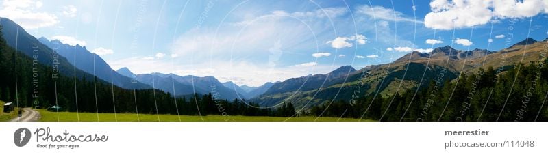 Der Engadin Kinderwagen Wolken Wald Panorama (Aussicht) Berge u. Gebirge Schweiz Highres Himmel Raum Panorama (Bildformat)