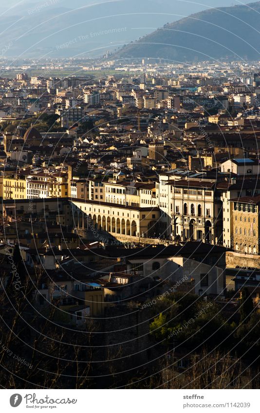 Around the World: Firenze Sonnenaufgang Sonnenuntergang Tourismus Florenz Toskana Italien Uffizien Abendsonne Altstadt Aussicht Textfreiraum unten