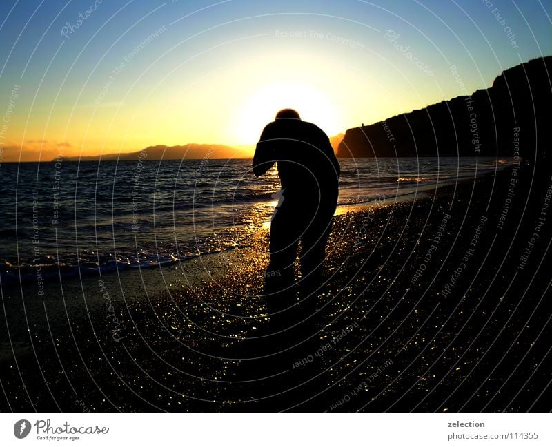 hinter den kulissen Fotografieren Sonnenuntergang Meer Abenddämmerung Sommer Italien Himmel Schatten Wärme Lichterscheinung