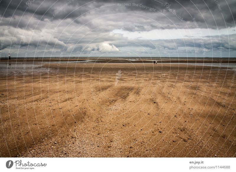 Strandspaziergang Wohlgefühl ruhig Ferien & Urlaub & Reisen Tourismus Ausflug Ferne Sommer Sommerurlaub Meer 2 Mensch Natur Landschaft Sand Gewitterwolken