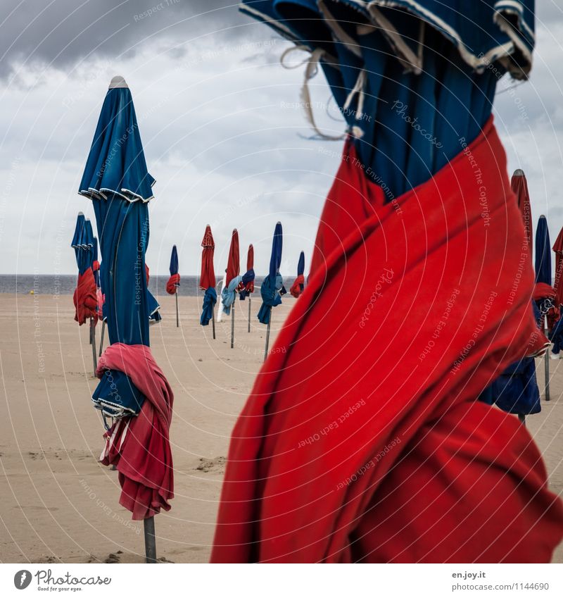 ausgefranst Ferien & Urlaub & Reisen Tourismus Sommer Sommerurlaub Strand Meer Sand Himmel Gewitterwolken Horizont Frühling Herbst Klima Wetter