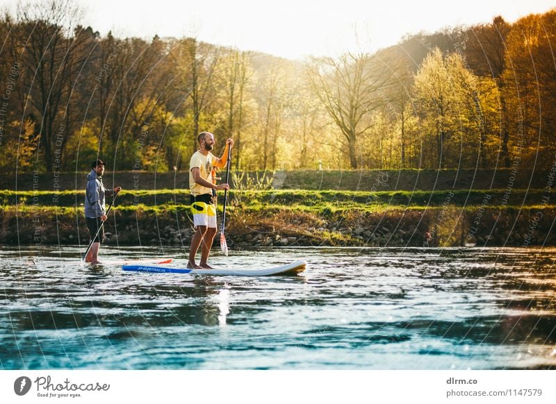 SUP Standup Paddling auf der Ruhr Lifestyle Gesundheit sportlich Fitness Erholung ruhig Freizeit & Hobby Sport Wassersport Freundschaft Natur Frühling Sommer