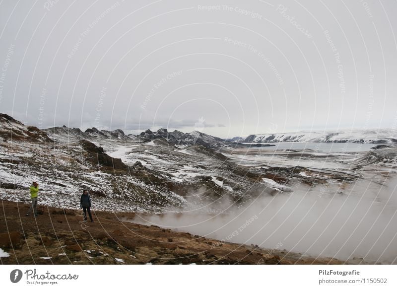 Dampfsauna 2 Mensch Umwelt Natur Landschaft Wolken Hügel Felsen Berge u. Gebirge See Vulkan Heisse Quellen beobachten außergewöhnlich Wasserdampf Schnee