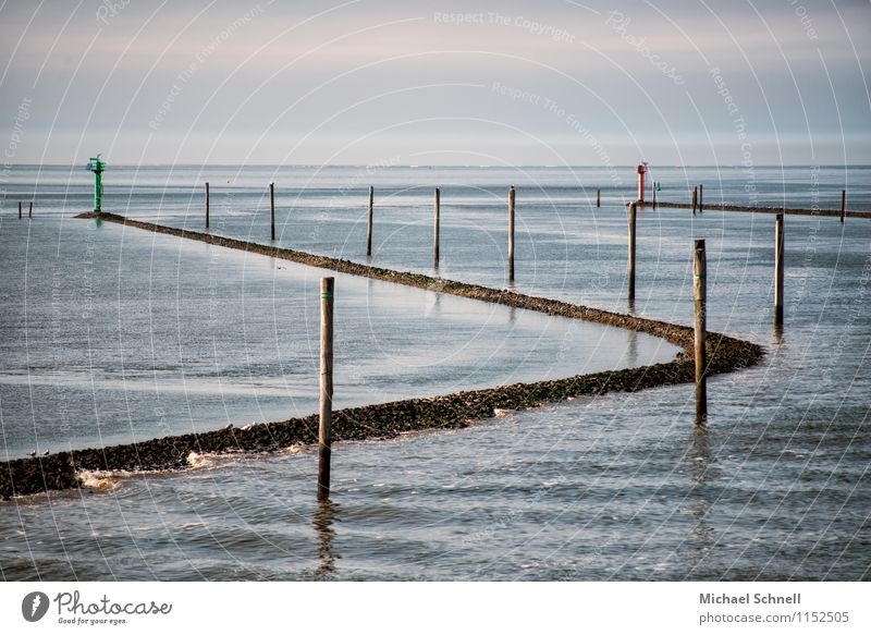 Schifffahrtsweg ander Nordsee Umwelt Natur Wasser Himmel Wellen Küste Meer Verkehr Verkehrswege Hafen maritim natürlich Ordnung ruhig Kurve Farbfoto