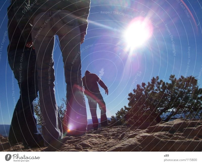 gegen die Sonne gehen wandern trocken Sträucher Ferien & Urlaub & Reisen Wüste gegen die Sonner