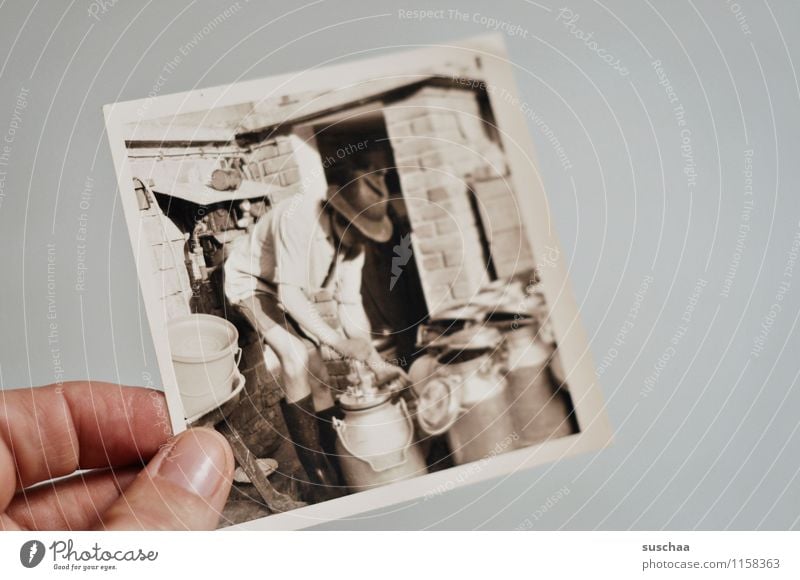 echte cowboys melken auch ... Fotografie alt analog Familienalbum Schwarzweißfoto Hand Finger Junger Mann Arbeit & Erwerbstätigkeit Melkmaschinen Landwirtschaft