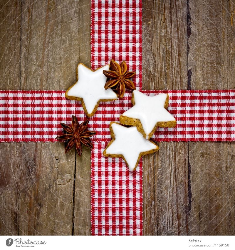 Zimtsterne Weihnachten & Advent Plätzchen Weihnachtsgebäck Sternanis aromatisch Postkarte Holz Holztisch Dezember Kräuter & Gewürze Jahreszeiten Gutschein