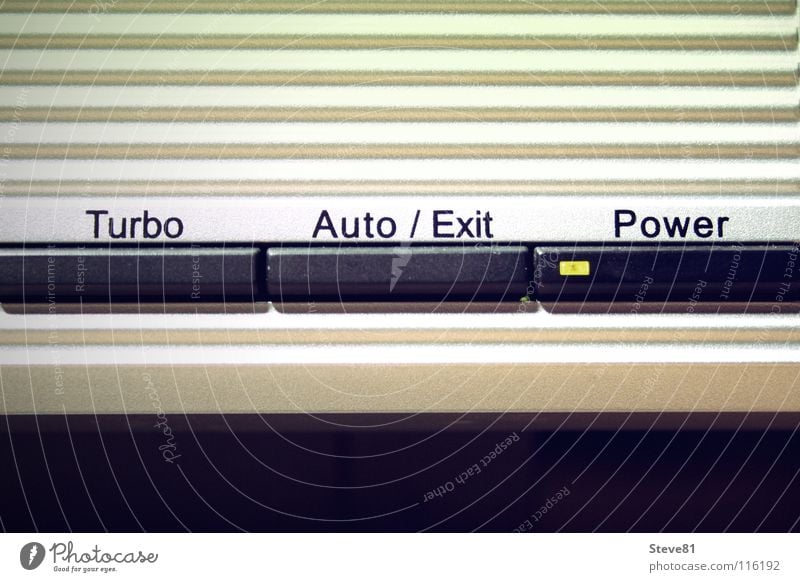 Turbo Auto / Exit Power Knöpfe Dünnschichttransistor Schaltpult Spielkonsole Kraft Industriefotografie Kellner Medien Statue turbo exit Leuchtdiode panel