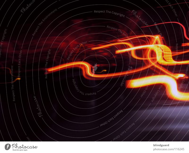 Red And Yellow On The Run III rot gelb Licht Rücklicht Verkehr weiß grau diffus dunkel Nacht abstrakt Bewegung Geschwindigkeit Langzeitbelichtung Langeweile