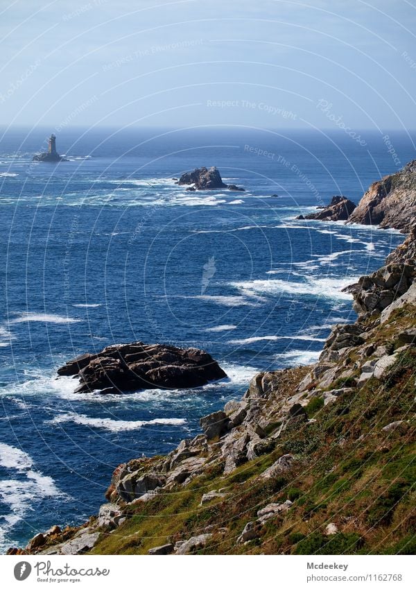 Pointe du Raz Umwelt Natur Landschaft Pflanze Tier Erde Wasser Himmel Wolken Horizont Sommer Wetter Schönes Wetter Wind Gras Küste Meer frisch Unendlichkeit