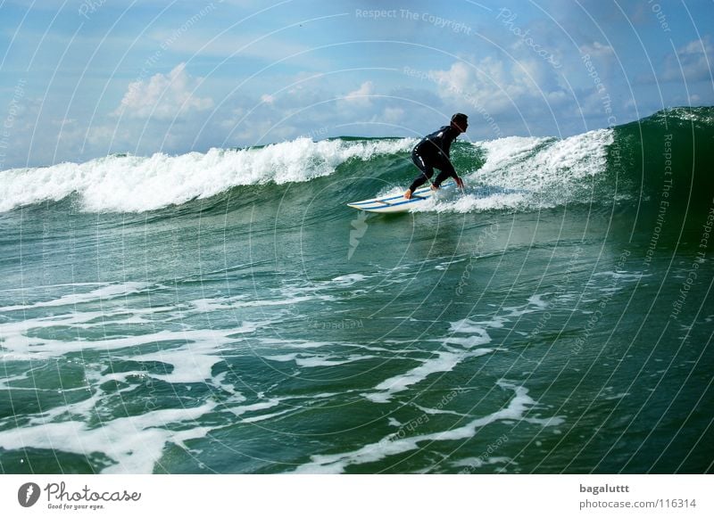 northsea Surfbrett extrem Wellen Meer Wassersport Horizont Küste Strand Ferien & Urlaub & Reisen grün weiß mystisch Brandung Umwelt Gefühle Erfrischung Wolken