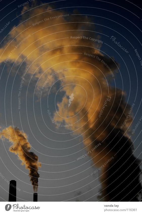 Rauch Kohlekraftwerk Sonnenuntergang Dämmerung heizen Umwelt Umweltverschmutzung Kyoto Luft Umweltsünder Industrie gefährlich Turm Wasserdampf Stromkraftwerke