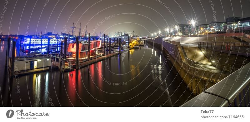 Hamburg Hafen NACHTS III Hamburger Hafen Stadt Hafenstadt Sehenswürdigkeit Wahrzeichen Denkmal ästhetisch Farbfoto Außenaufnahme Menschenleer Nacht Licht