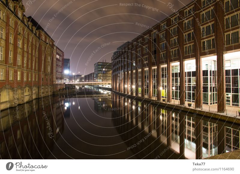 Hamburg Alsterfleet Nachts II Ferien & Urlaub & Reisen Sommer Umwelt Natur Wellen Küste Seeufer Flussufer Stadt Hafenstadt Rathaus Bauwerk Gebäude Architektur