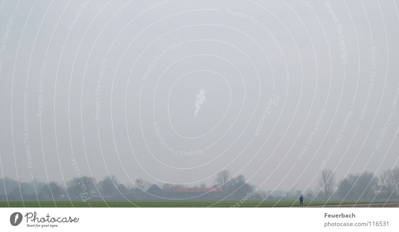 Frostlauf Winter Haus Joggen Mann Erwachsene 1 Mensch Landschaft Luft Himmel Horizont Eis Baum Wiese Feld Stadtrand laufen kalt klein trist Willensstärke