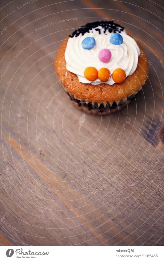 Muffin Mann I Lebensmittel Kunst ästhetisch Gesicht Backwaren lecker Kalorienreich Tisch schön süß Zucker Dekoration & Verzierung Kindergeburtstag Farbfoto