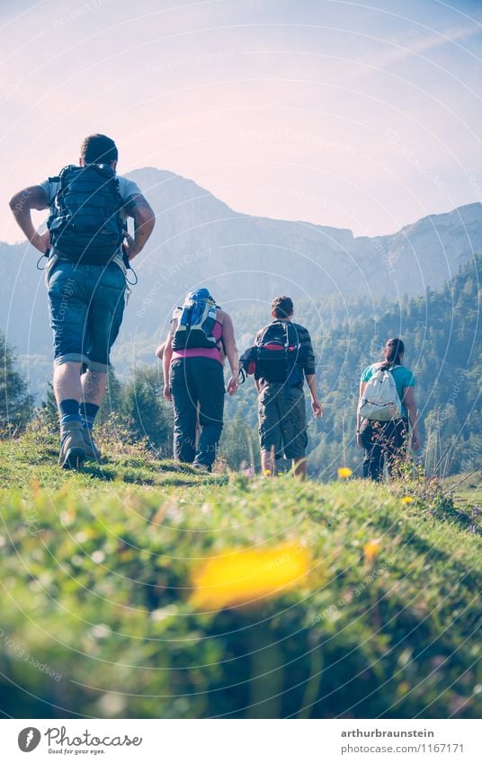 Frauen und Männer beim wandern Freizeit & Hobby Ferien & Urlaub & Reisen Tourismus Ausflug Sommer Sonne Berge u. Gebirge Sport Klettern Bergsteigen Mensch