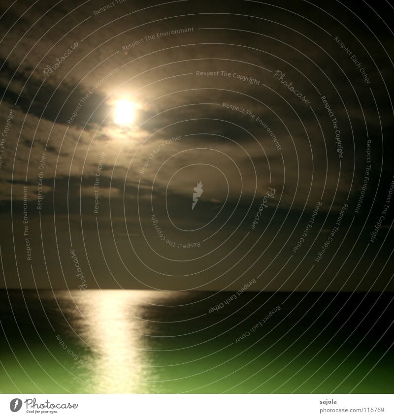 moonlight ruhig Ferien & Urlaub & Reisen Ferne Freiheit Meer Wasser Himmel Wolken Horizont Mond frei Unendlichkeit grün Frieden Borneo Himmelskörper & Weltall